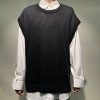 綿麻ニットベスト(ブラック)