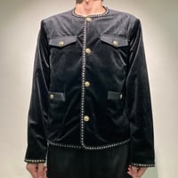 ベロアノーカラージャケット(ブラック)