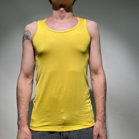 CRONOS メッシュタンクトップ ネイビー/イエロー貴重な日本製 CRONOS Mesh back sleeveless【BLACK×YELLOW】