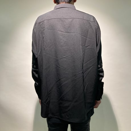 ハトメ&ファスナー切替オーバーシャツ(ブラック)