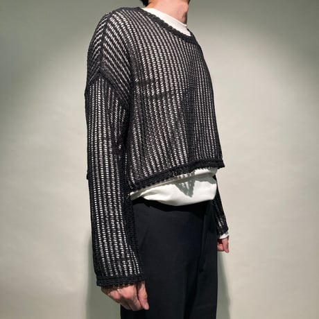 ショートメッシュクルーニットL/S
