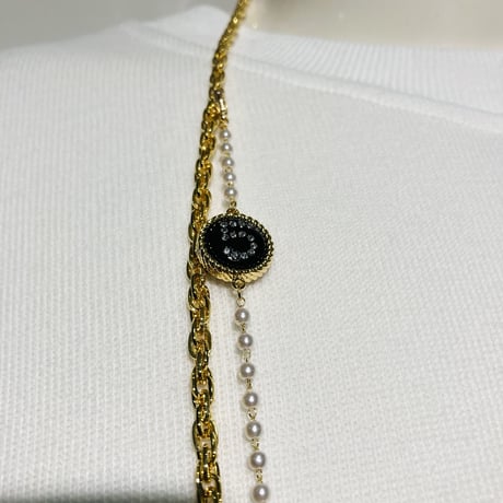 ロングレイヤーパールネックレス(ゴールド)