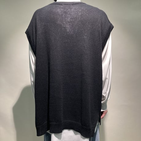 綿麻ニットベスト(ブラック)