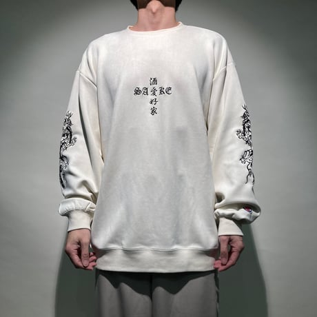 酔虎&酔龍クルーネックスエードL/S(アイボリー)