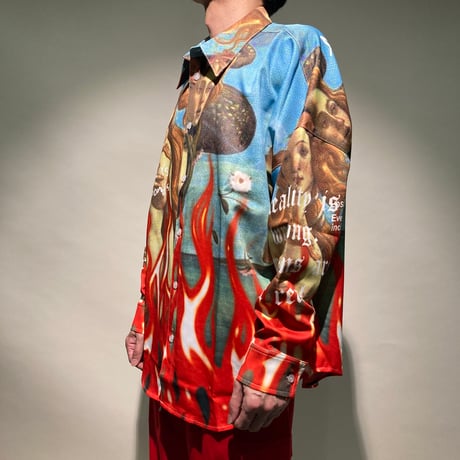 ファイヤーパターン総柄シャツ