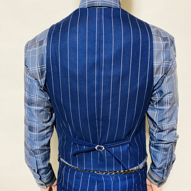 ダブルジャケットスリーピーススーツ(ボールドストライプネイビー