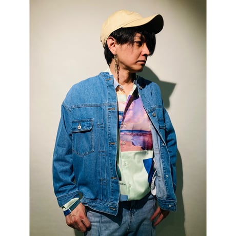エモい柄のPHOTOプリントシャツ(グリーン)