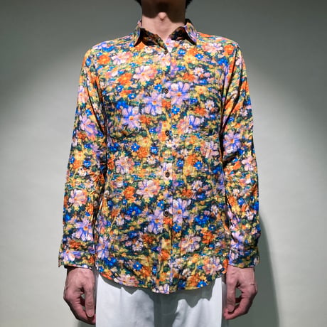 綿麻小花総柄シャツ