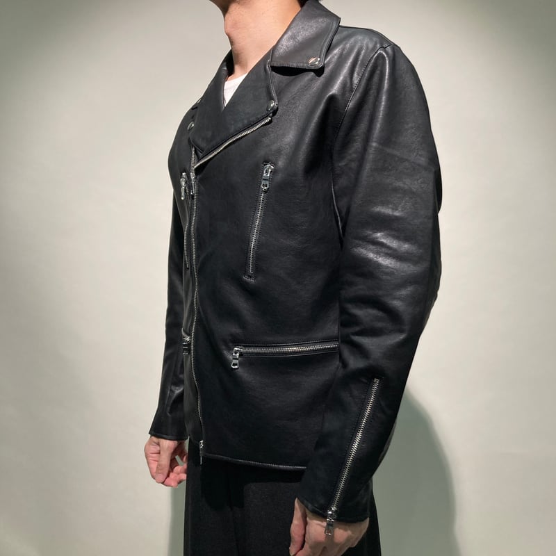 63 LEATHERS ダブルライダース ブラック M TOM FORD (トムフォード) NAPPA GRAIN LEATHER ASYMMETRIC BIKER