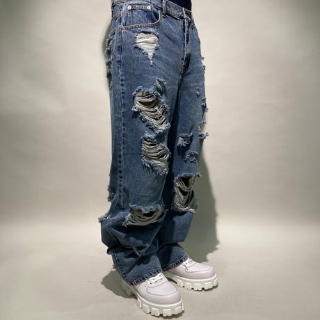 フロントバックハードクラッシュワイドパンツ