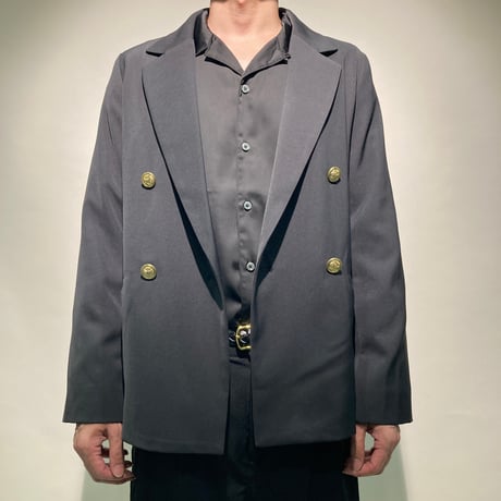 ダブルブレステットアンコンストラクテットジャケット(ブラック)