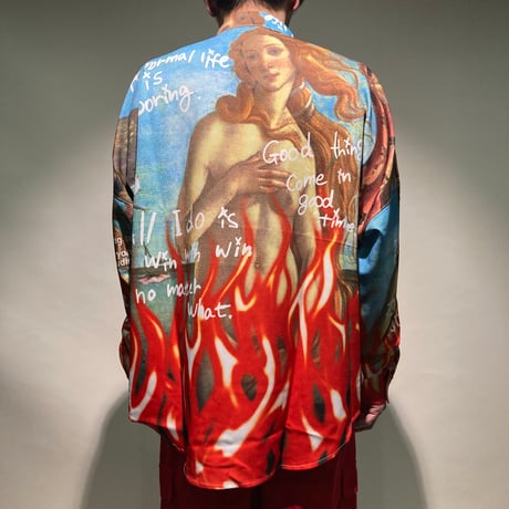 ファイヤーパターン総柄シャツ