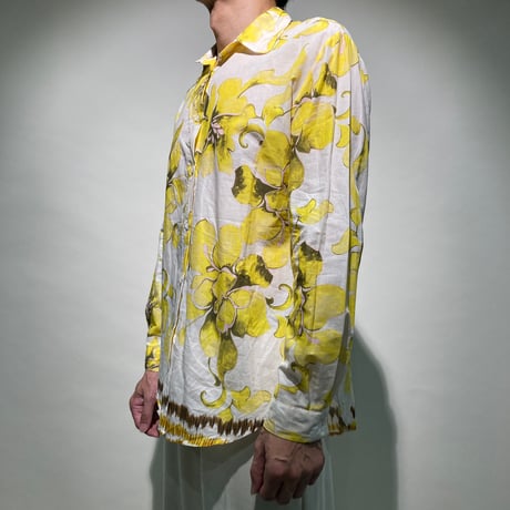 ボタニカル柄シャツ(イエロー)