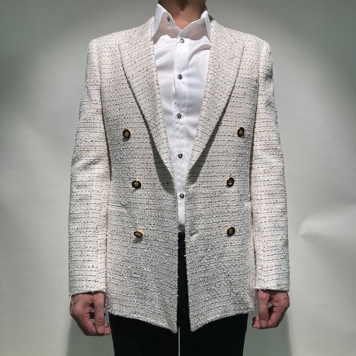 ツイードダブルジャケット(ホワイトメランジュ) | HOS NOW