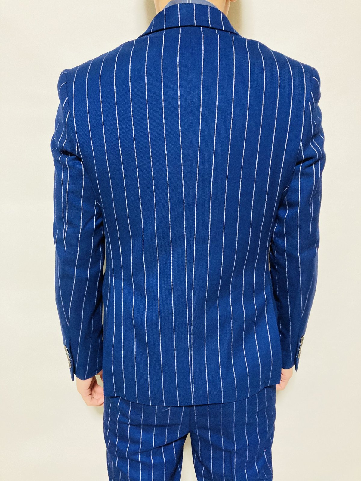 ダブルジャケットスリーピーススーツ(ボールドストライプネイビー