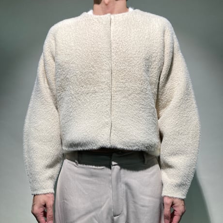 シャギーノーカラーニットジャケット