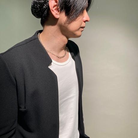 ノーカラーラペルダブルフェイスJK(ブラック)