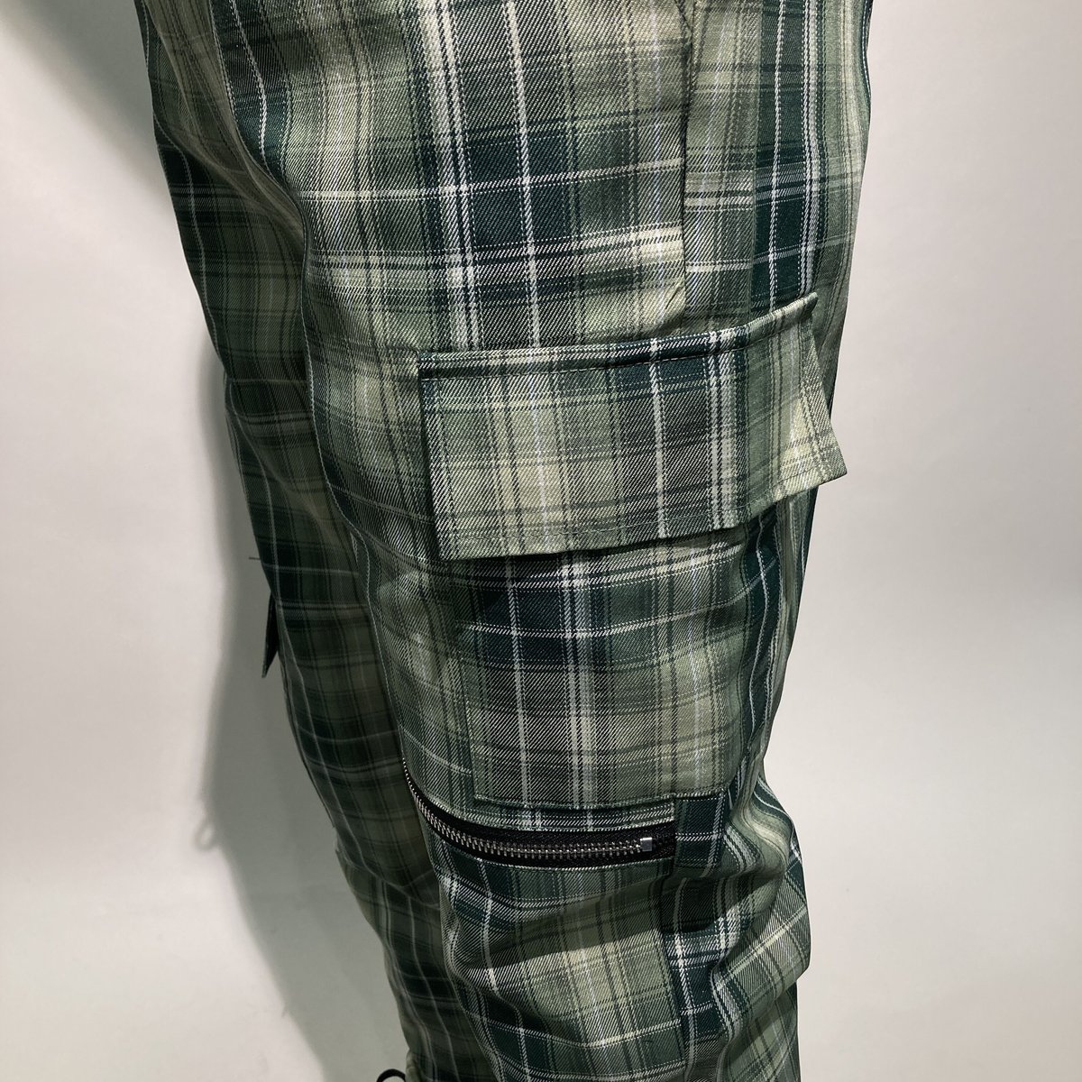 Open yy カーゴパンツ ブラック・グリーン チェック柄 イージーチェックカーゴパンツ(グリーンチェック) | HOS NOW
