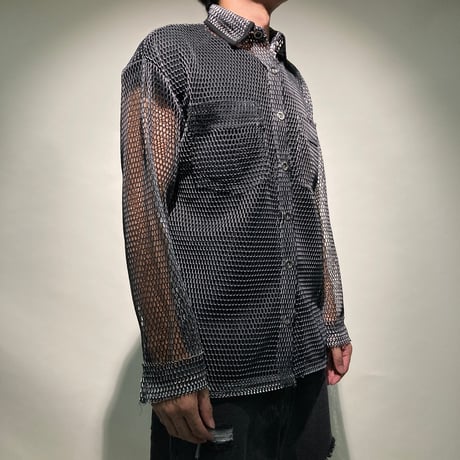 メッシュカラーCPOシャツ(ブラック)