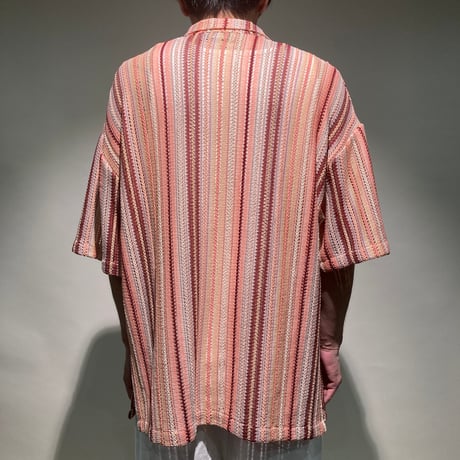 マーブル編みメッシュシャツS/S(ピンク)