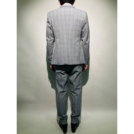 3ピースグレーチェックスーツ