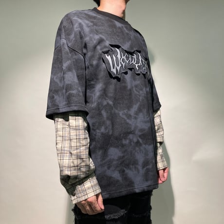 シャツ切り替えムラ染TEE