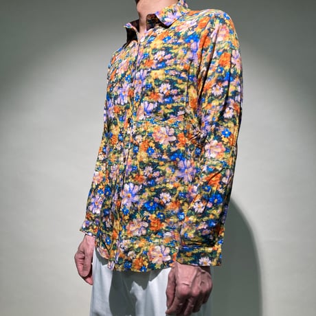 綿麻小花総柄シャツ
