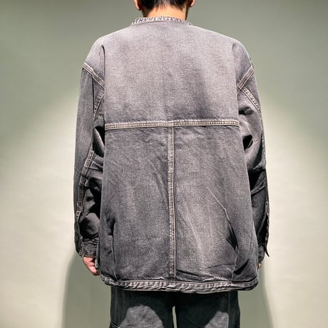 バンドカラーブラックデニムビッグGジャン