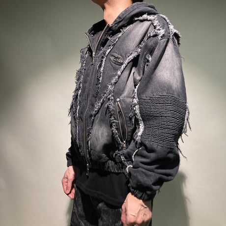 デニムフーディーライダースブルゾン