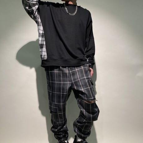 TC裏毛チェック切替トレーナー