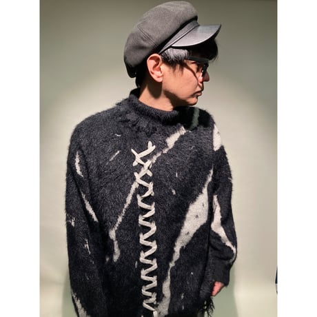 ウール×シンセティックレザーキャスケット