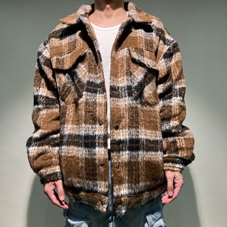 モヘアチェックショートブルゾン