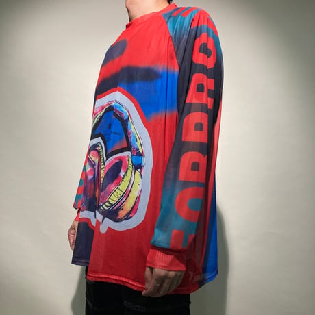 イヤフォン柄レースメッシュTEE L/S