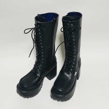 【在庫問い合わせ商品】厚底レースアップロングブーツ