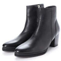 シンセティックレザー ヒールブーツ(ブラック)