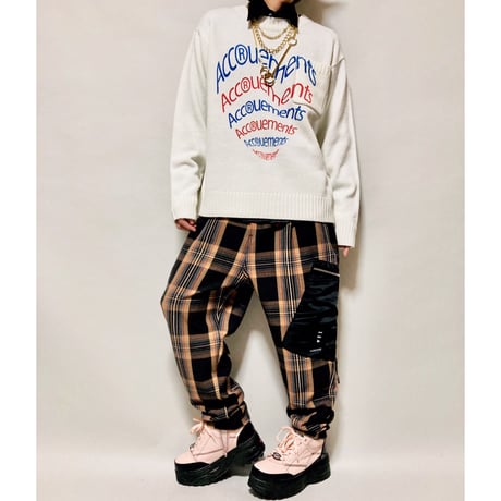 【在庫問い合わせ商品】厚底フラットスニーカー(ブラックピンク)