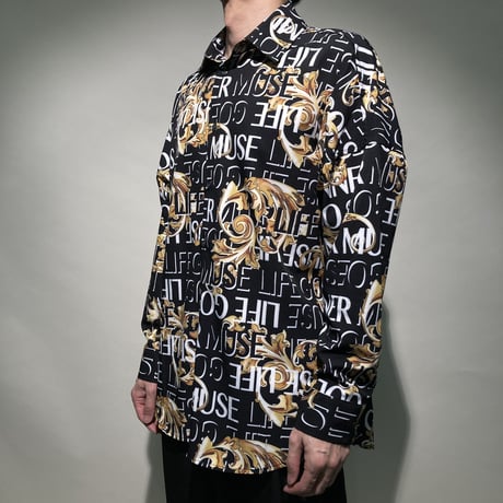 バロック柄総柄シャツ(ブラック)
