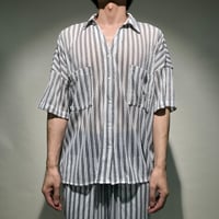ストライプメッシュCPO半袖シャツ
