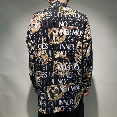 バロック柄総柄シャツ(ブラック)