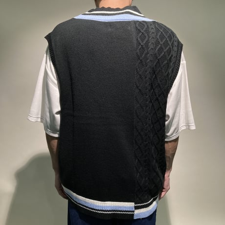 ケーブル切替ニットベスト