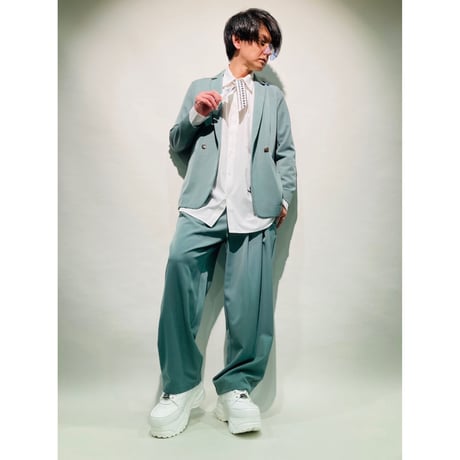 ベルト付ハイウエストタックパンツ(ミント)