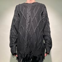 ビッグケーブルクラッシュクルーニット(ブラック)
