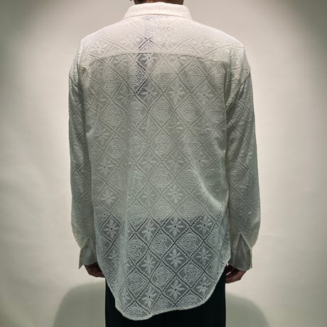 格子レースシャツL/S