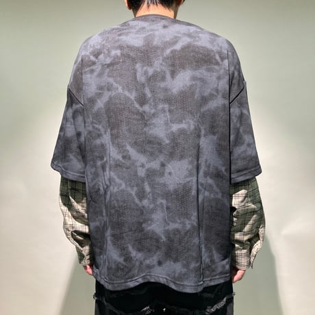 シャツ切り替えムラ染TEE