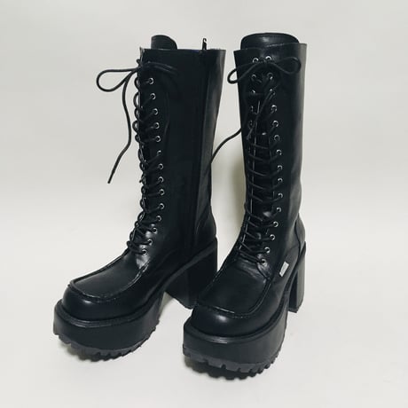 【在庫問い合わせ商品】厚底レースアップロングブーツ