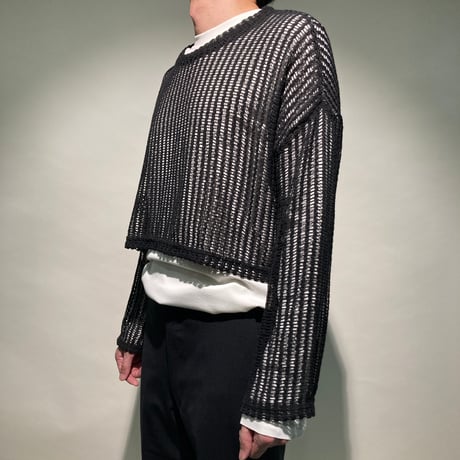 ショートメッシュクルーニットL/S