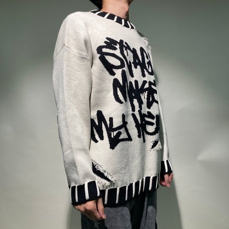 ステッチクラッシュクルーニット