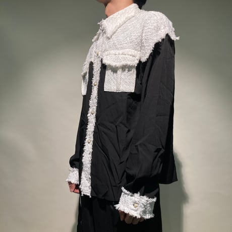 異素材切替シャツL/S