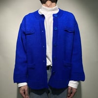 ノーカラーニットカーディガン