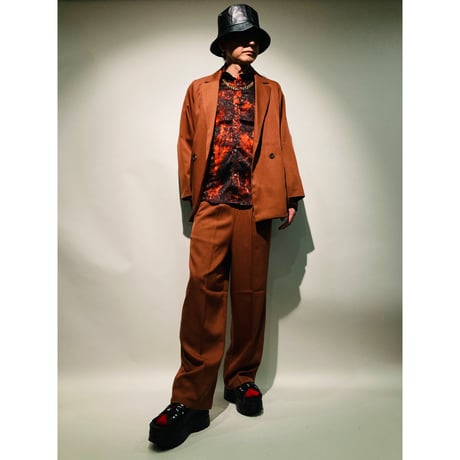 ジャガードローズ柄シャツ(WINE)